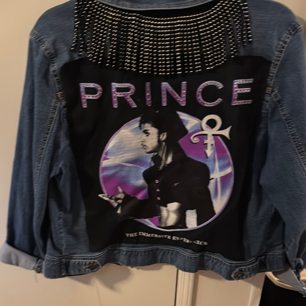 Artisan Ny Blue Jean Jacket with Purple Graphic